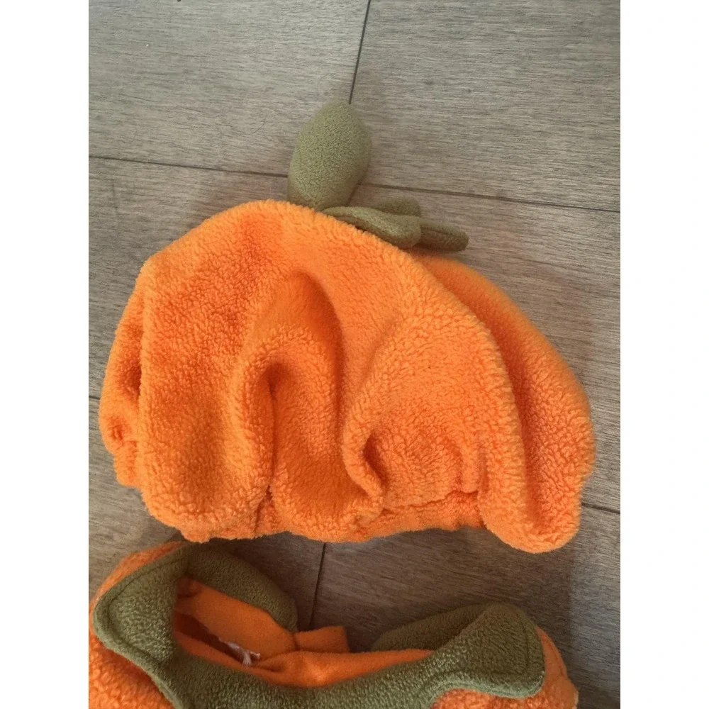 Pottery Barn Kids Pumpkin Costume Infant 3-6 Months Orange Fleece Halloween